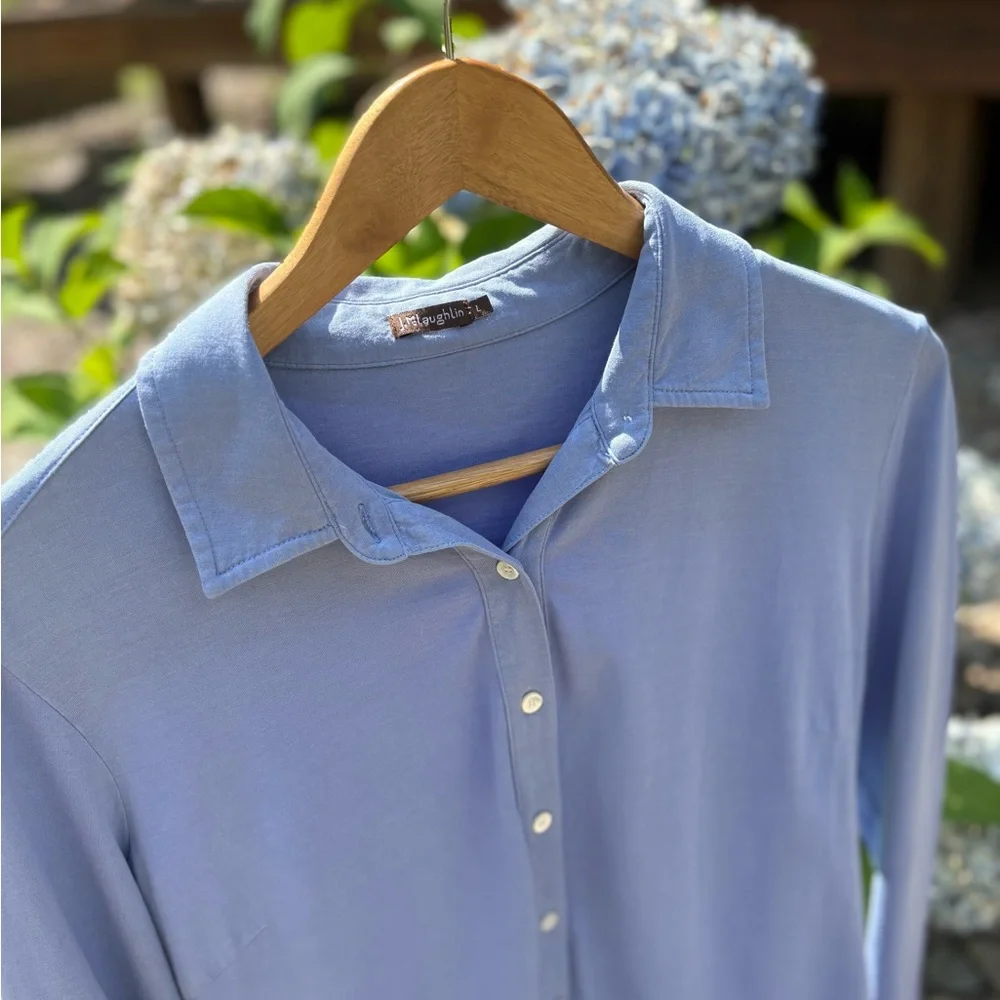 J. McLaughlin Light French Blue Casual Button Down Shirt. Size Large - Picture 6 of 9